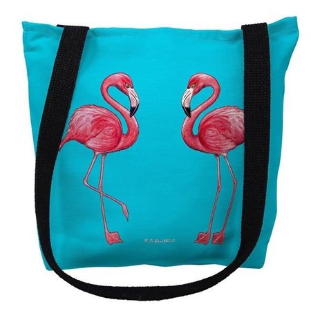 BETSY DRAKE Betsy Drake TY084TM 16 x 16 in. Flamingos on Turquoise Tote Bag - Medium TY084TM